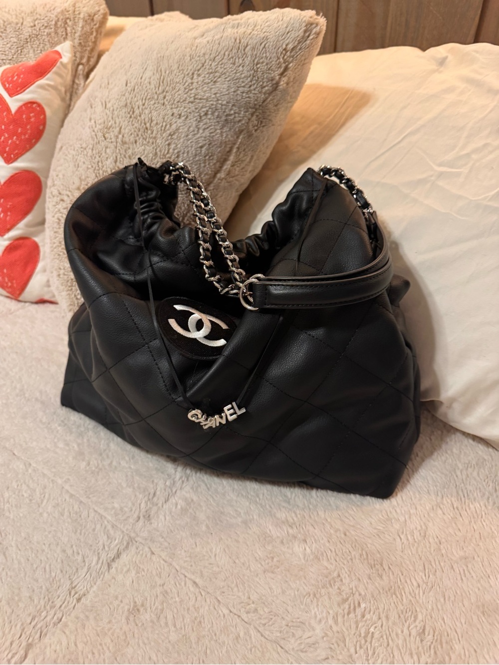 Chanel Black Quilted Leather Hobo Shoulder Bag